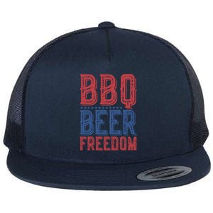 Bbq Beer Freedom Gift Flat Bill Trucker Hat