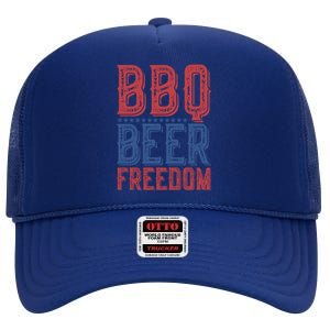 Bbq Beer Freedom Gift High Crown Mesh Back Trucker Hat