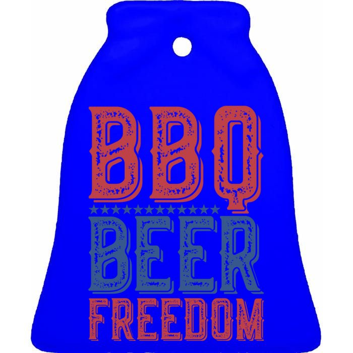 Bbq Beer Freedom Gift Ceramic Bell Ornament