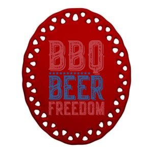 Bbq Beer Freedom Gift Ceramic Oval Ornament