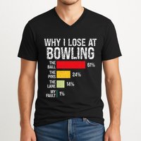 Bowling Bowler Funny Bowling Player Lover Team Pun V-Neck T-Shirt