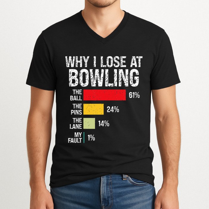 Bowling Bowler Funny Bowling Player Lover Team Pun V-Neck T-Shirt