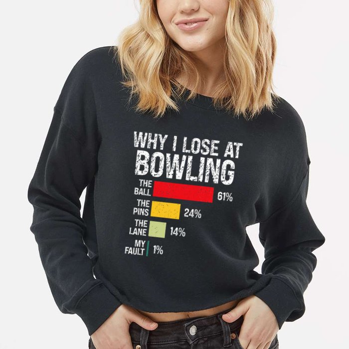 Bowling Bowler Funny Bowling Player Lover Team Pun Cropped Pullover Crew