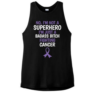 Badass Bitch Fighting Cancer Quote Funny Gift Ladies PosiCharge Tri-Blend Wicking Tank