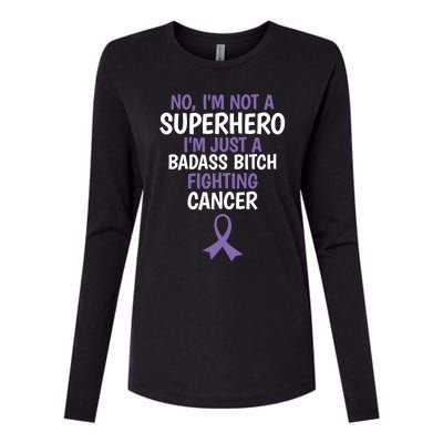 Badass Bitch Fighting Cancer Quote Funny Gift Womens Cotton Relaxed Long Sleeve T-Shirt