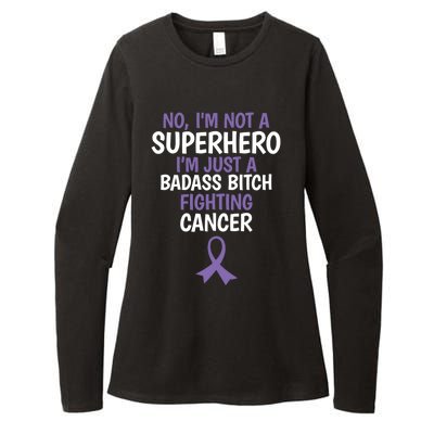 Badass Bitch Fighting Cancer Quote Funny Gift Womens CVC Long Sleeve Shirt