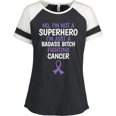 Badass Bitch Fighting Cancer Quote Funny Gift Enza Ladies Jersey Colorblock Tee