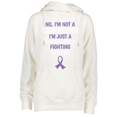 Badass Bitch Fighting Cancer Quote Funny Gift Womens Funnel Neck Pullover Hood