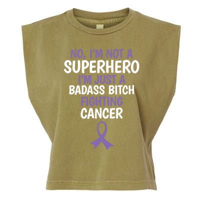 Badass Bitch Fighting Cancer Quote Funny Gift Garment-Dyed Women's Muscle Tee