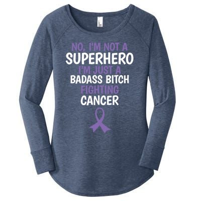 Badass Bitch Fighting Cancer Quote Funny Gift Women's Perfect Tri Tunic Long Sleeve Shirt