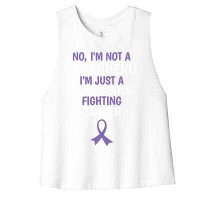 Badass Bitch Fighting Cancer Quote Funny Gift Women's Racerback Cropped Tank