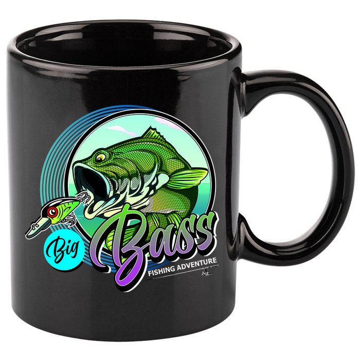 Big Bass Fishing Adventure 11oz C Handle Ceramic Mug