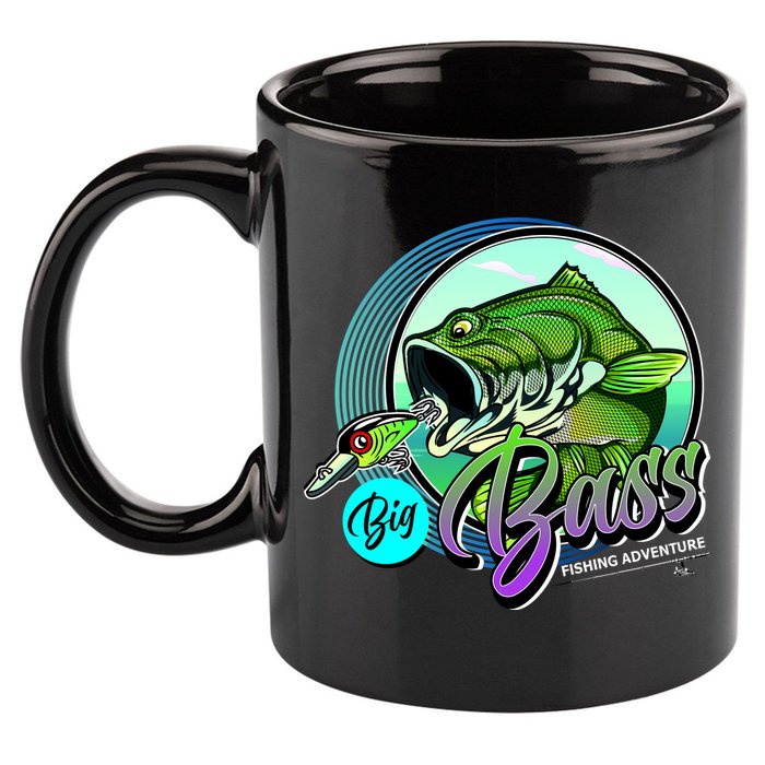 Big Bass Fishing Adventure 11oz C Handle Ceramic Mug
