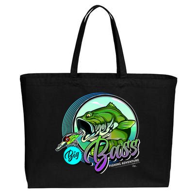 Big Bass Fishing Adventure Cotton Canvas Jumbo Tote