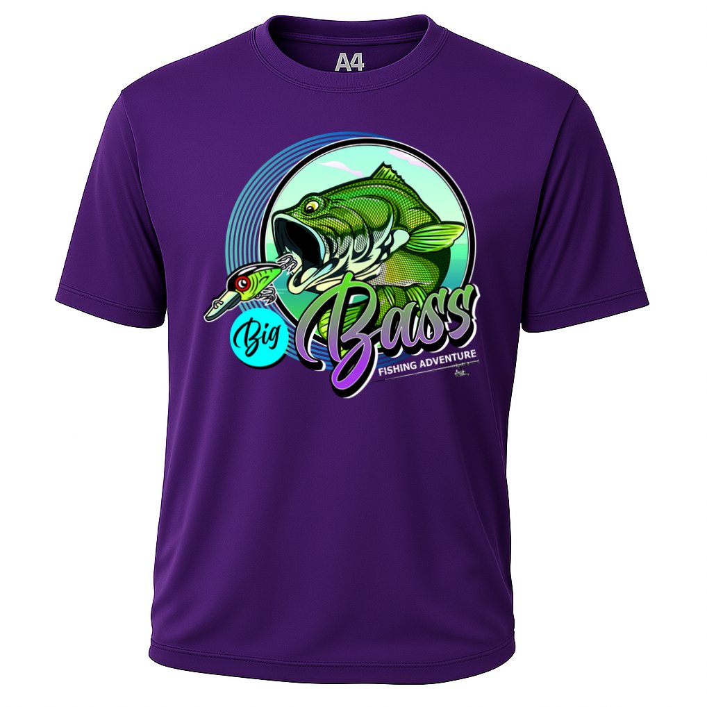Big Bass Fishing Adventure Cooling Performance Crew T-Shirt