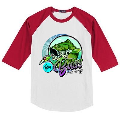 Big Bass Fishing Adventure Kids Colorblock Raglan Jersey