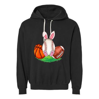 Basketball Baseball Football Sports Easter Day Rabbits Garment-Dyed Fleece Hoodie