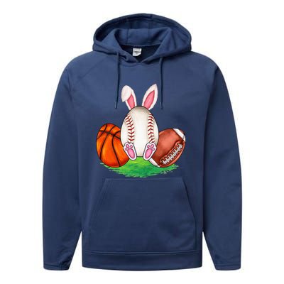 Basketball Baseball Football Sports Easter Day Rabbits Performance Fleece Hoodie