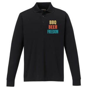 Bbq Beer Freedom Gift Performance Long Sleeve Polo