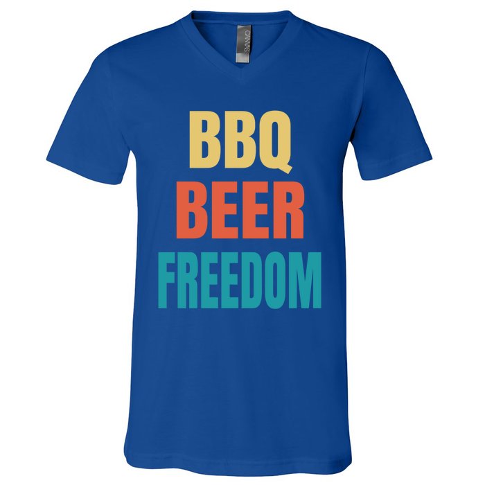 Bbq Beer Freedom Gift V-Neck T-Shirt