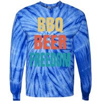 Bbq Beer Freedom Gift Tie-Dye Long Sleeve Shirt