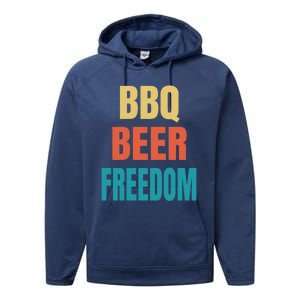 Bbq Beer Freedom Gift Performance Fleece Hoodie