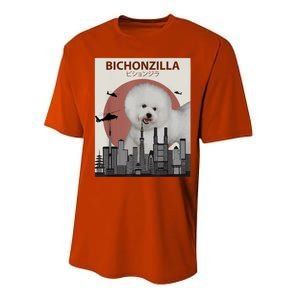 Bichonzilla Bichon Frise Dog Giant Monster Japanese Meme Performance Sprint T-Shirt