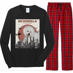 Bichonzilla Bichon Frise Dog Giant Monster Japanese Meme Long Sleeve Pajama Set