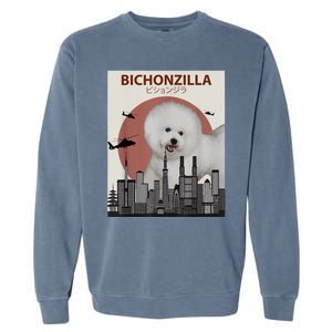 Bichonzilla Bichon Frise Dog Giant Monster Japanese Meme Garment-Dyed Sweatshirt