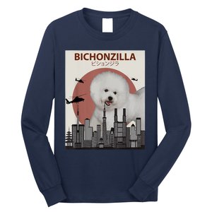 Bichonzilla Bichon Frise Dog Giant Monster Japanese Meme Long Sleeve Shirt