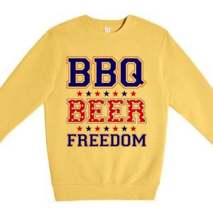 Bbq Beer Freedom Cool Gift Premium Crewneck Sweatshirt