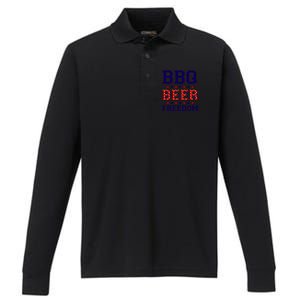 Bbq Beer Freedom Cool Gift Performance Long Sleeve Polo