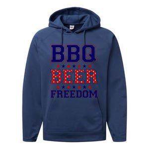 Bbq Beer Freedom Cool Gift Performance Fleece Hoodie