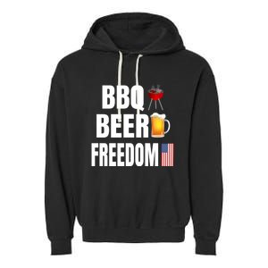 Bbq Beer Freedom Gift Garment-Dyed Fleece Hoodie