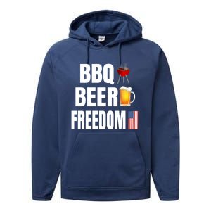 Bbq Beer Freedom Gift Performance Fleece Hoodie