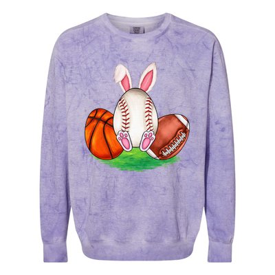 Basketball Baseball Football Sports Easter Day Rabbits Colorblast Crewneck Sweatshirt