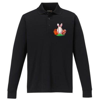 Basketball Baseball Football Sports Easter Day Rabbits Performance Long Sleeve Polo