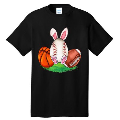 Basketball Baseball Football Sports Easter Day Rabbits Tall T-Shirt