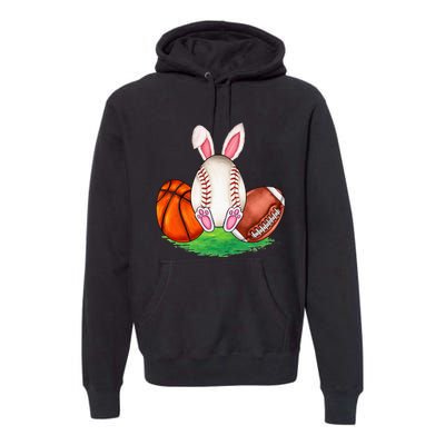 Basketball Baseball Football Sports Easter Day Rabbits Premium Hoodie