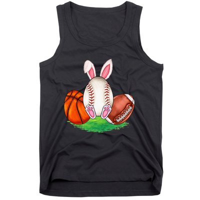 Basketball Baseball Football Sports Easter Day Rabbits Tank Top