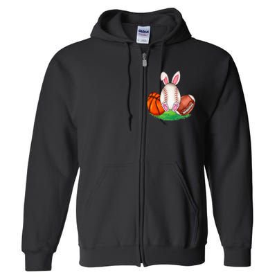 Basketball Baseball Football Sports Easter Day Rabbits Full Zip Hoodie