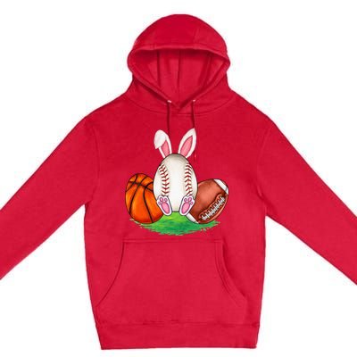 Basketball Baseball Football Sports Easter Day Rabbits Premium Pullover Hoodie