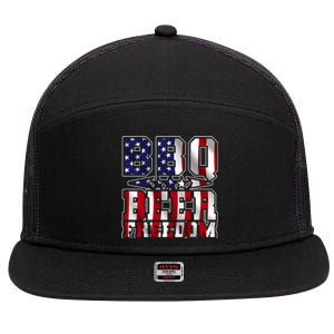 Bbq Beer Freedom Gift 7 Panel Mesh Trucker Snapback Hat