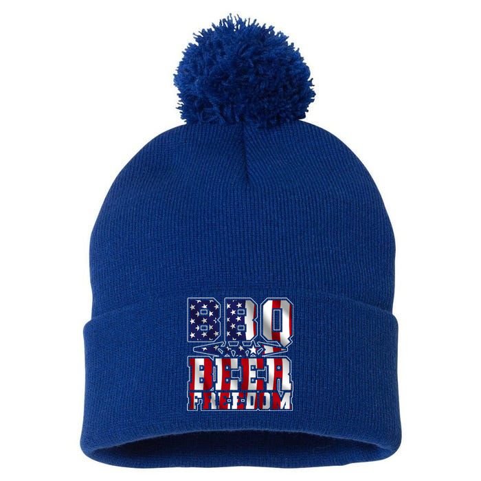 Bbq Beer Freedom Gift Pom Pom 12in Knit Beanie