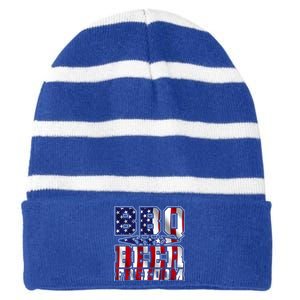 Bbq Beer Freedom Gift Striped Beanie with Solid Band