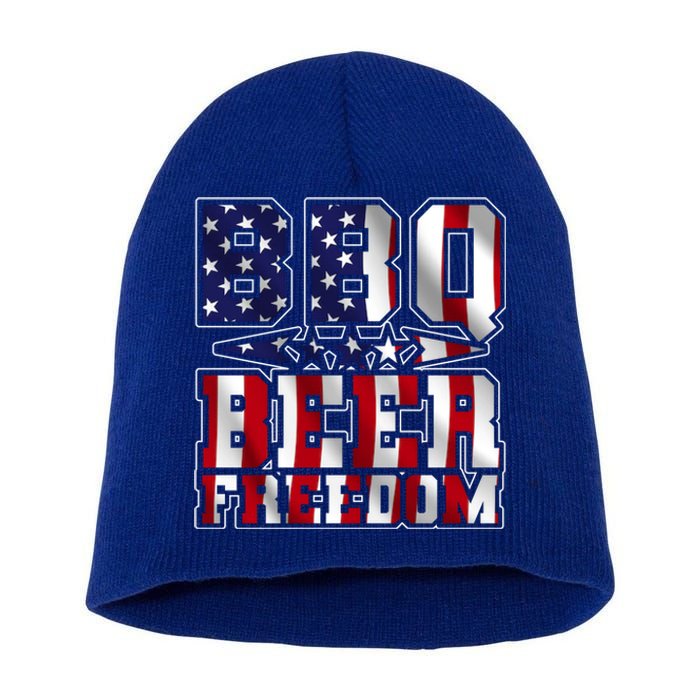 Bbq Beer Freedom Gift Short Acrylic Beanie