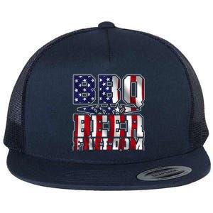 Bbq Beer Freedom Gift Flat Bill Trucker Hat