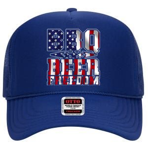 Bbq Beer Freedom Gift High Crown Mesh Back Trucker Hat