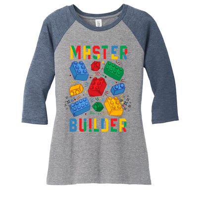 Brick Builder Funny Blocks Master Builder Women's Tri-Blend 3/4-Sleeve Raglan Shirt