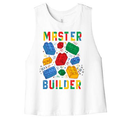 Brick Builder Funny Blocks Master Builder Women's Racerback Cropped Tank